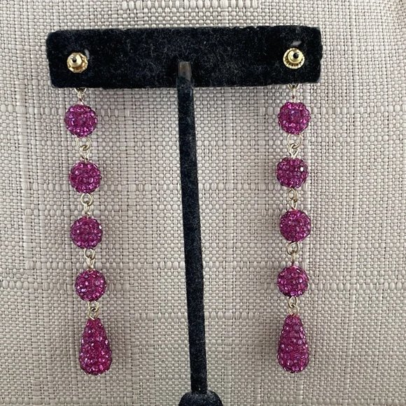 Valentine’s Gift Women Earring Deep Pink Drop Down Ear Jewelry - Picture 10 of 12